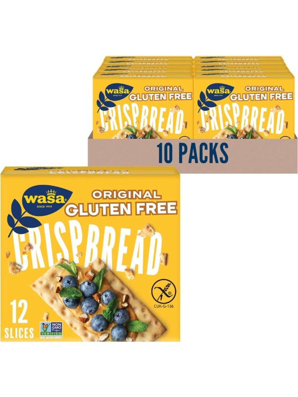 Gluten Free Crispbread Crackers, Non-GMO, 5.4 oz Pack of 10 - Healthy Snack